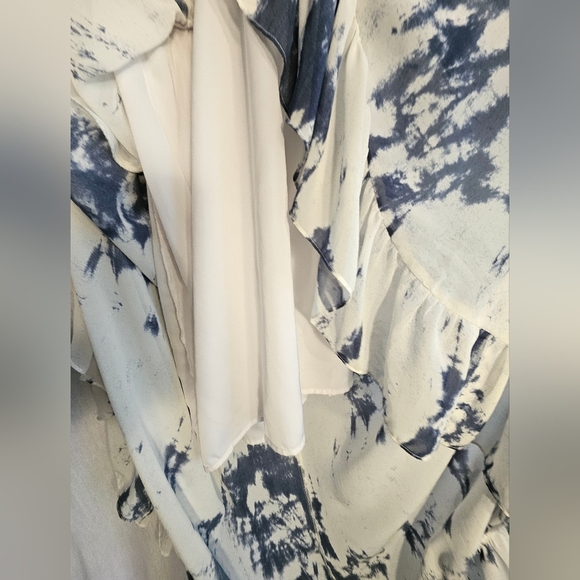 Guess Blue and White Tie-Dye Maxi High Low Dress Sz L - Picture 11 of 11